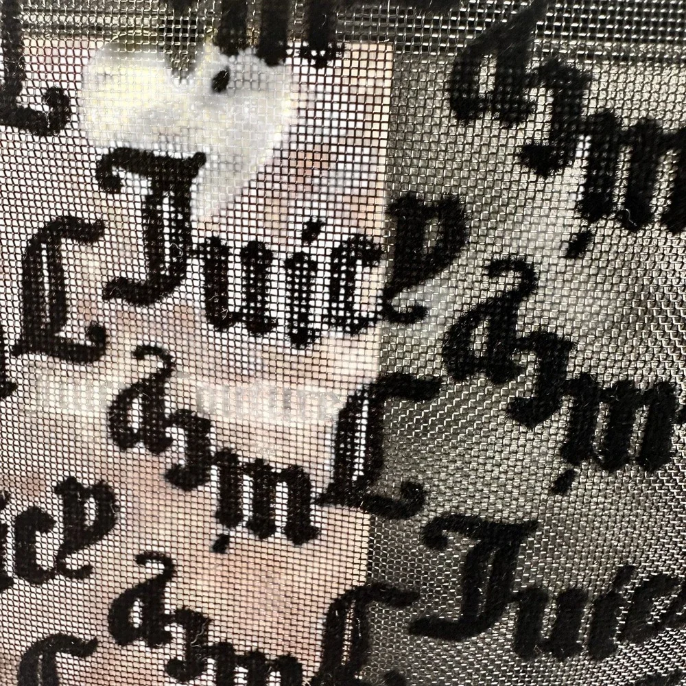 Juicy Couture Black Mesh Gothic Logo Satchel Crossbody‎ Bag Gold Tone Hardware